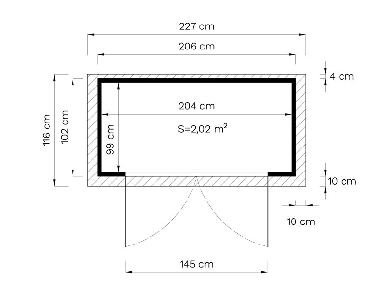 Szopa drewniana Bertilo Wallstore Velo, 2,06x1,02x1,35m, 2,1m², Naturalny