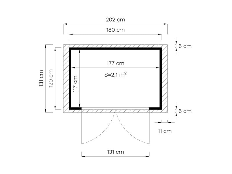 Drewniana szopa, Bertilo Sylt 1, 1,8x1,2x2,25m, 2,16m²
