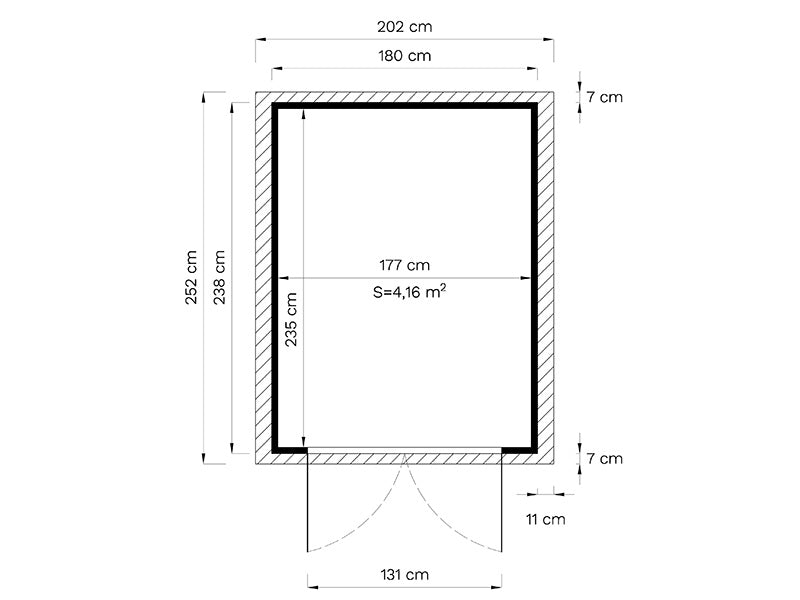 Drewniana szopa, Bertilo Sylt 3, 1,8x2,38x2,25m, 4,28m²