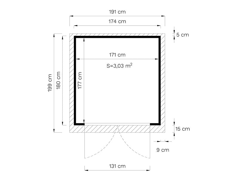 Drewniana szopa, Bertilo Amrum 2, 1,74x1,8x2,1m,&nbsp;3,13m²