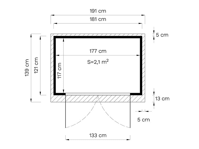 Drewniana szopa, Bertilo Timmo 1, 1,81x1,21x2,11m, 2,19m², Antracyt