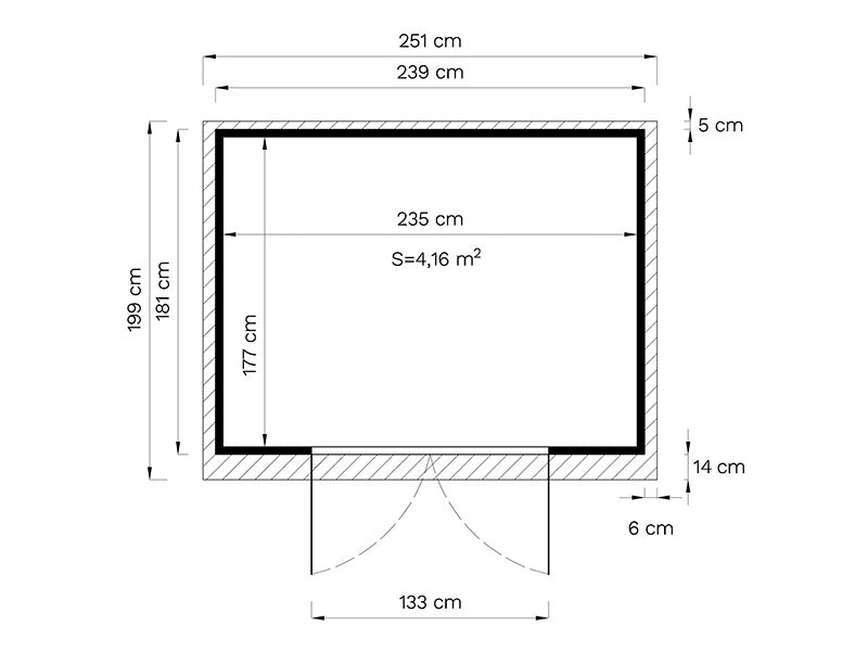 Drewniana szopa, Bertilo Timmo 4, 2,39x1,81x2,1m,&nbsp;4,32m²,&nbsp;Antracyt