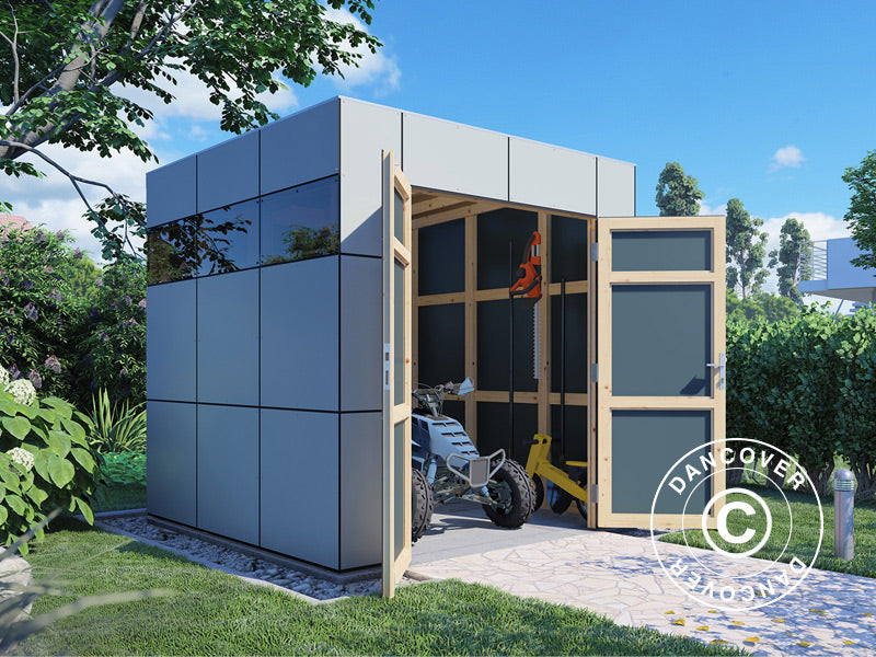 Drewniana szopa, Bertilo HPL 1, 2,3x2,28x2,3m,&nbsp;5,24m²,&nbsp;Antracyt/Szary