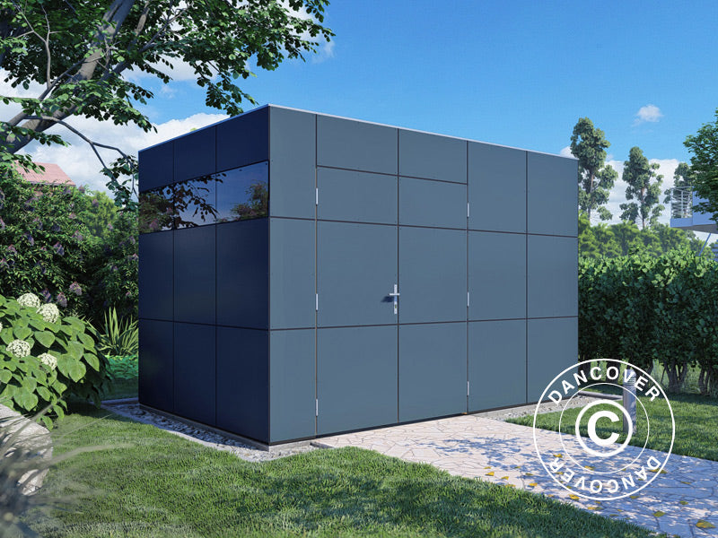 Drewniana szopa, Bertilo HPL 2, 3,45x2,28x2,3m,&nbsp;7,86m²,&nbsp;Antracyt/Biały