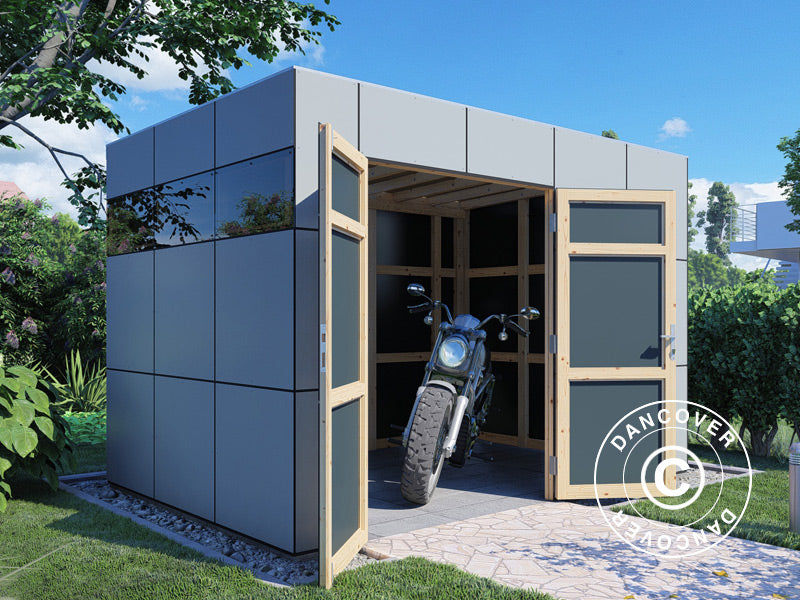 Drewniana szopa, Bertilo HPL 2, 3,45x2,28x2,3m,&nbsp;7,86m²,&nbsp;Antracyt/Szary