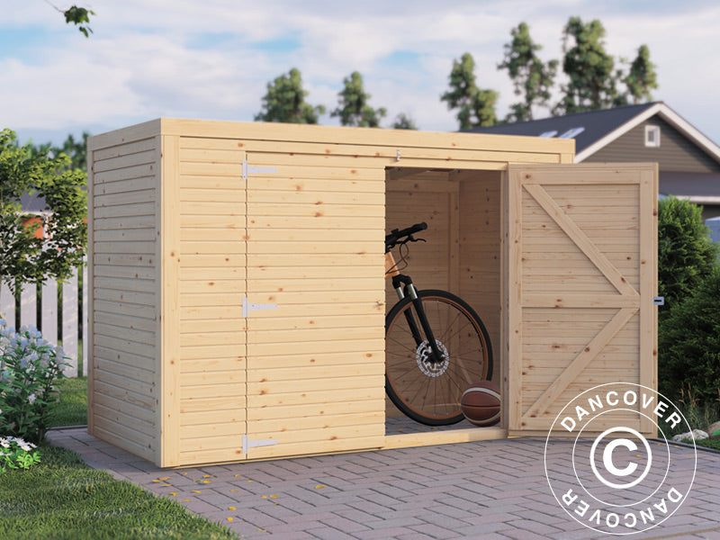 Drewniana szopa na rowery, Bertilo Box Bike, 2,07x1,03x1,43m,&nbsp;2,1m²,&nbsp;Naturalny