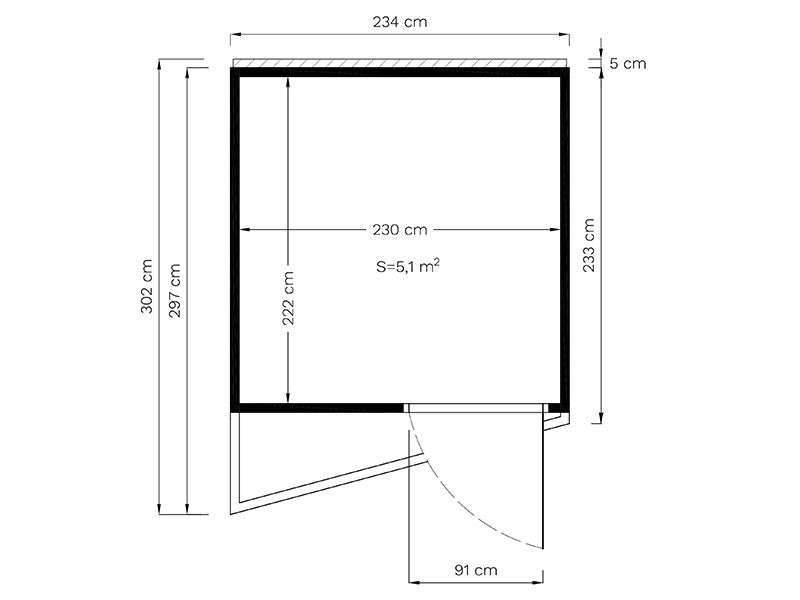 Domek drewniany, Bertilo Concept, 2,34x2,97x2,27m, Naturalne drewno
