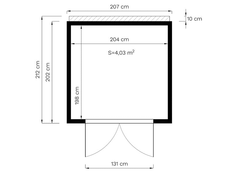 Szopa drewniana, Bertilo Cubico 3, 2,07x2,02x2,08m, 4,1m², Naturalne drewno