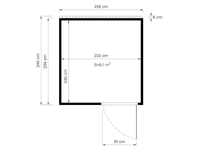 Szopa drewniana, Bertilo Cubus 2, 2,26x2,34x2,32m,&nbsp;5,3m²,&nbsp;Naturalne drewno