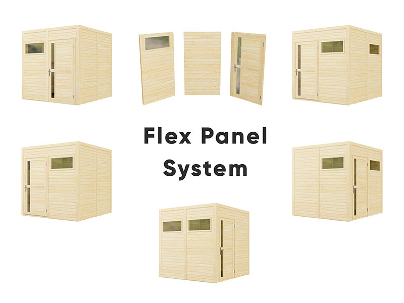 Szopa drewniana z daszkiem, Bertilo Cubus 2L, 4,49x2,34x2,32m, 5,1m&sup2;+5,15m&sup2;, Naturalne drewno