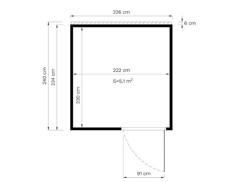 Domek drewniany, Bertilo Cubus 2O, 2,26x2,34x2,32m, Naturalne drewno