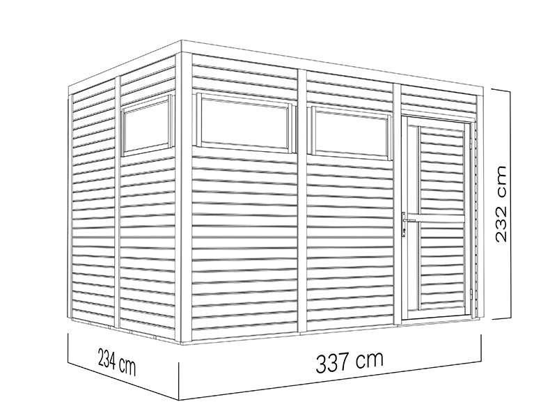 Szopa drewniana, Bertilo Cubus 3, 3,37x2,34x2,32m,&nbsp;7,9m²,&nbsp;Szara