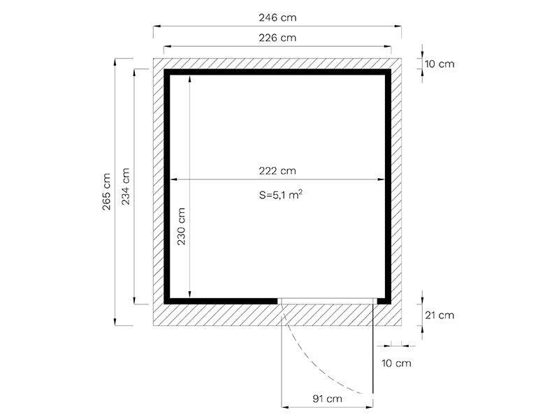 Szopa drewniana, Bertilo Pentus 2, 2,26x2,34x2,33m,&nbsp;5,1m²,&nbsp;Naturalne drewno