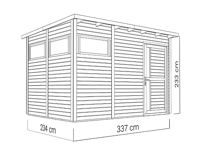 Szopa drewniana, Bertilo Pentus 3, 3,37x2,34x2,33m,&nbsp;7,65m²,&nbsp;Szara