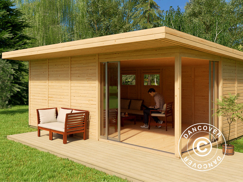 Domek drewniany Locarno, 6x3,64x2,49m, 21,8m&sup2;, Naturalne drewno