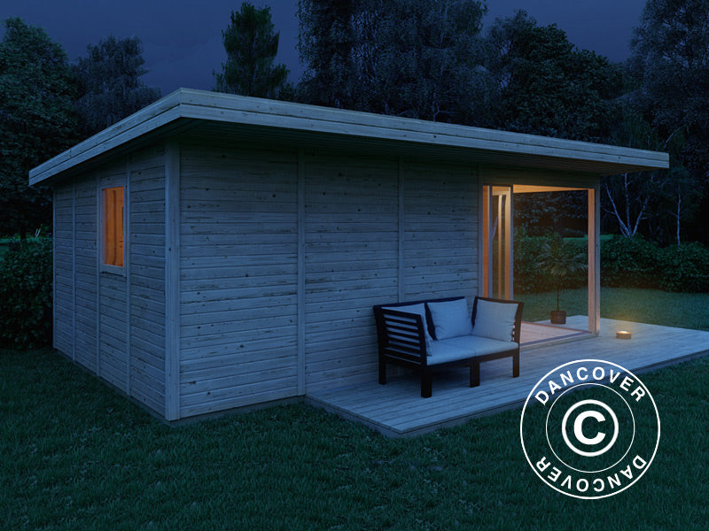 Domek drewniany Locarno, 6x3,64x2,49m, 21,8m&sup2;, Naturalne drewno