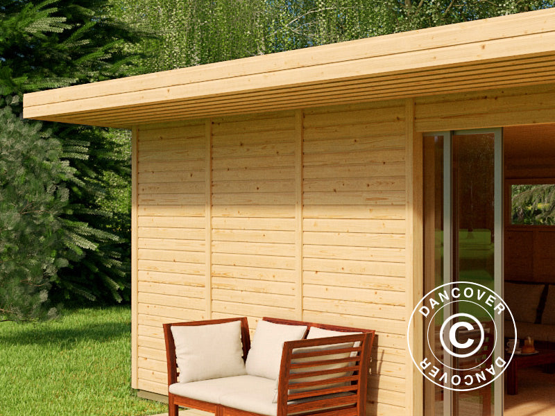 Domek drewniany Locarno, 6x3,64x2,49m, 21,8m&sup2;, Naturalne drewno