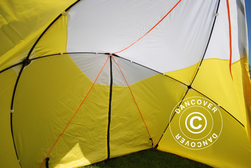 Namiot roboczy, FleXshelter Basic trójkąt, 1,8x1,9x2m,Trudnopalny, Źółto-Biały