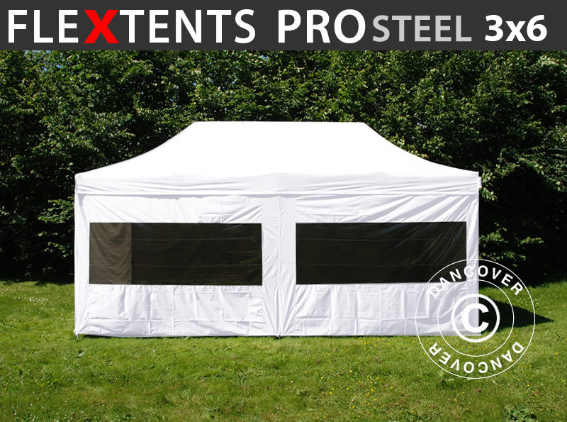 Namiot Ekspresowy FleXtents PRO Steel 3x6m Biały, mq 6 ściany boczne