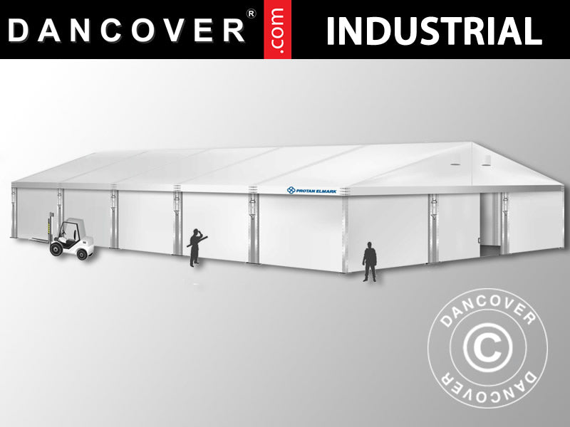 Budynek magazynowy Alu 12x25x5,92m z drzwiami przesuwnymi, PCV, biały